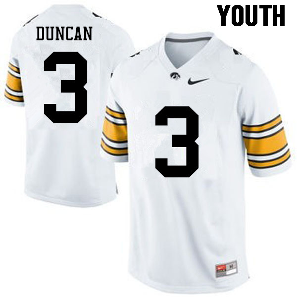 Youth Iowa Hawkeyes #3 Keith Duncan College Football Jerseys-White